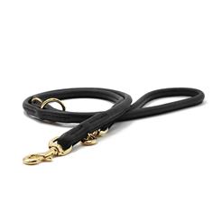 Maul Lederleine Rundgenäht Gold/Schwarz 2m Gr. S/M