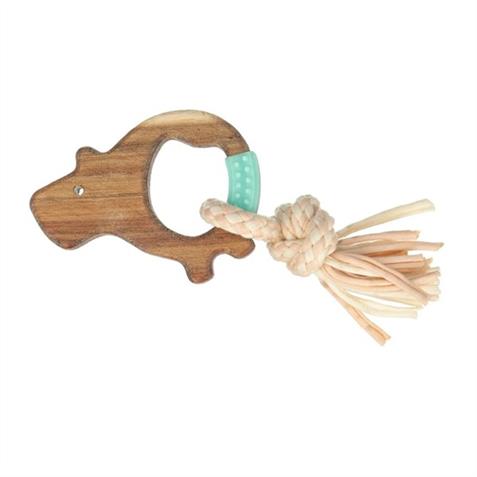 QUAPAS! Puppy toy Hippo mit Teak-Holz