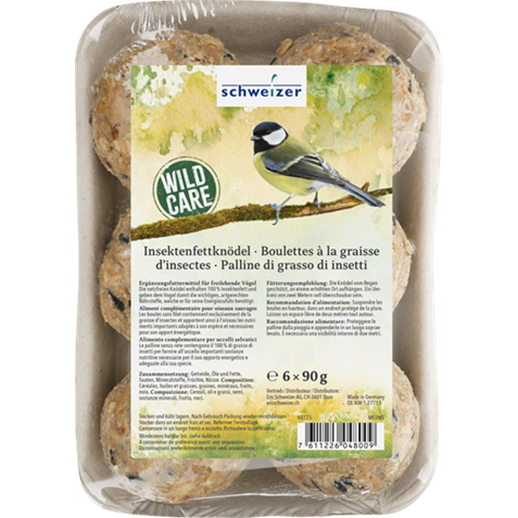 Schweizer Insektenfettknödel 6x90g Netzfrei