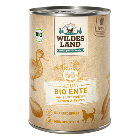 Wildes Land Canine Adult BIO Ente Süsskart. 400g SV