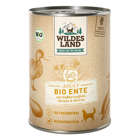 Wildes Land Canine Adult BIO Ente Süsskart. 400g