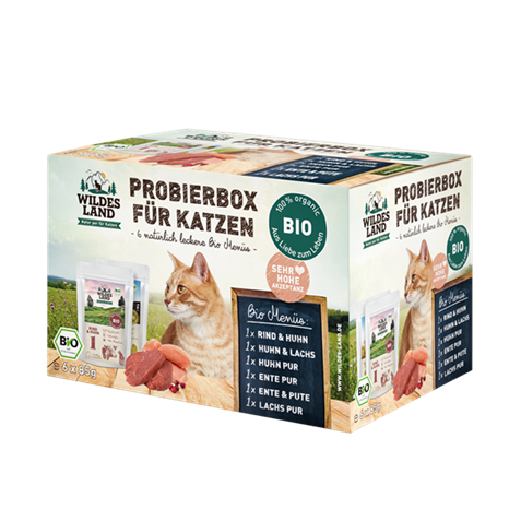 Wildes Land Feline Adult BIO Probierbox 6x85g
